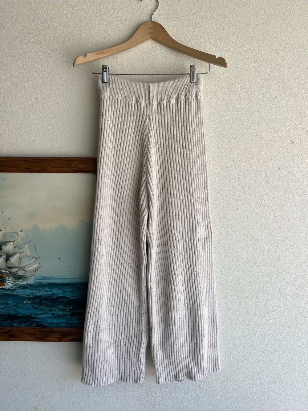 Oat brand 100% cotton ribbed sprinkle knit pants